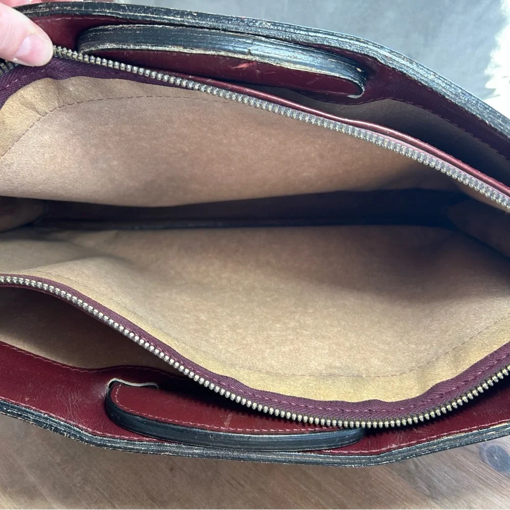 Vintage 1980’s Top Grain Leather Red Burgundy Portfolio Attaché Briefcase